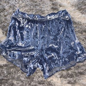 blue velvet lounge shorts